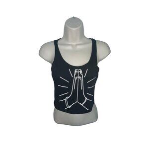 Y7 Studio Women's Size Small Cropped Praying Hands Tank Top